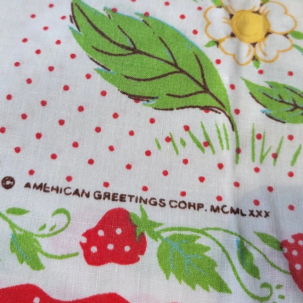 Vintage Strawberry Shortcake Full Size Sheet‎ Set Flat Fitted 1 Pillow Case 80s